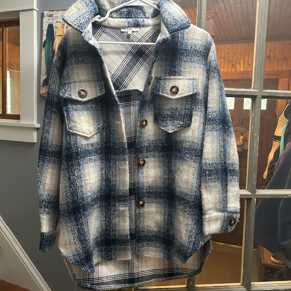 Blue and White Plaid Jacket
